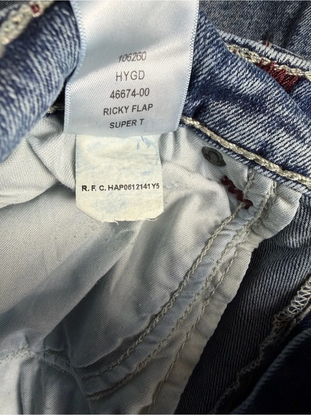 True Religion Men's Acid Wash Blue Ricky Relaxed Straight Jeans